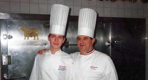 Stephan Oppenhagen at the age of 18 with Paul Bocuse